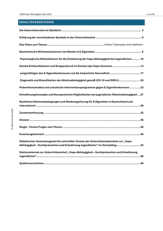 Unterrichtsreihe: Abhängigkeit von Vapes - Entwöhnung & Prävention