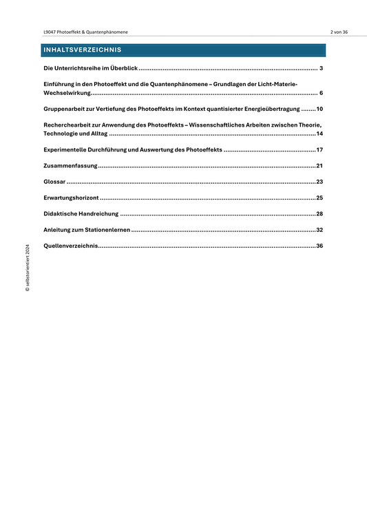 Photoeffekt & Quantenphysik – Unterrichtsreihe Physik SEK II