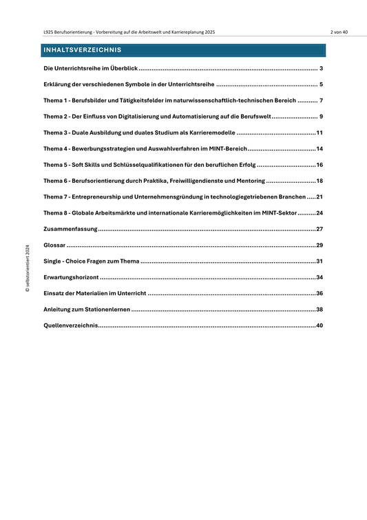 Unterrichtsreihe: Berufsorientierung - Vorbereitung auf Praktika & Bewerbung
