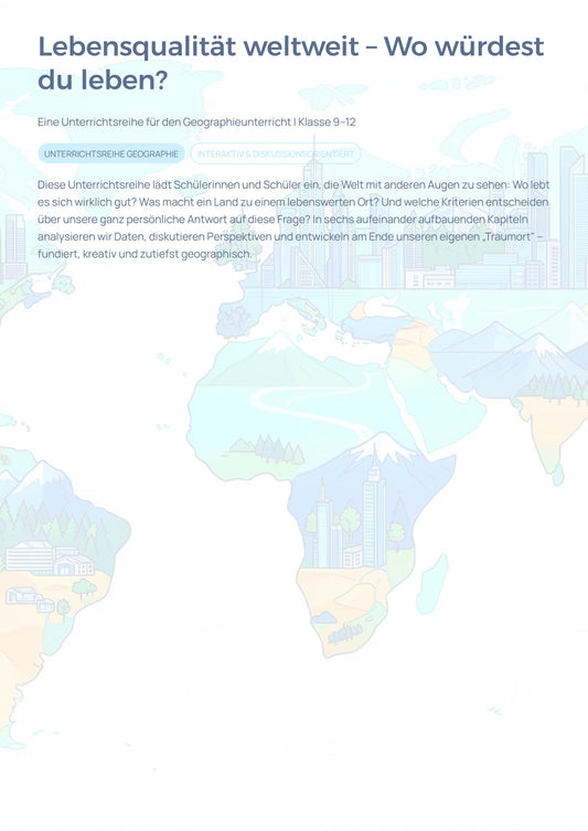 Lebensqualität weltweit Unterrichtsmaterial Geographie | Sek I/II