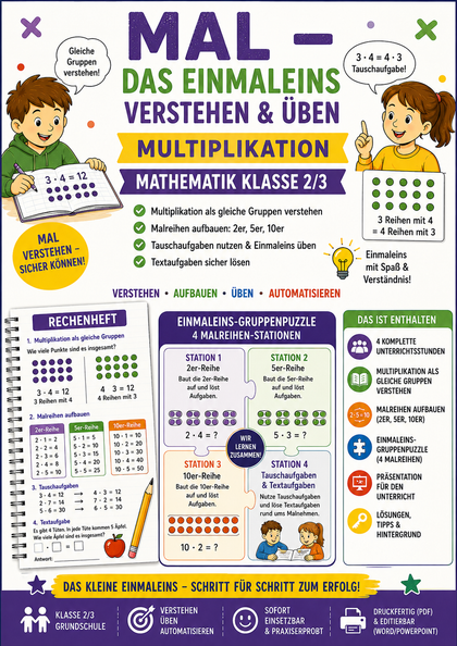 Mal – das Einmaleins verstehen & üben | Multiplikation | Mathematik Klasse 2/3