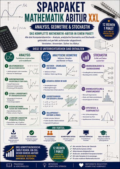 Sparpaket Mathematik Abitur XXL – Analysis, Geometrie & Stochastik | Komplett