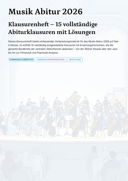 Musik Abitur 2026 – 15 vollständige Klausuren mit Lösungen