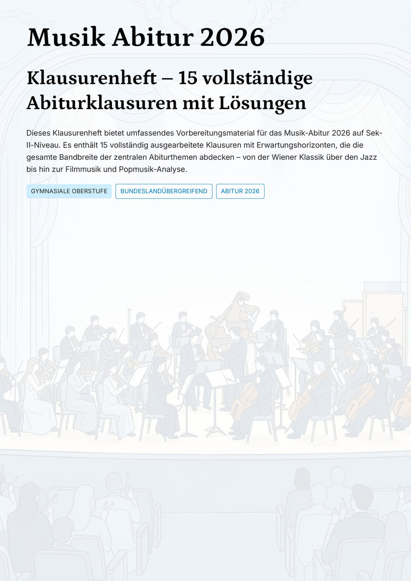 Musik Abitur 2027 – 15 vollständige Klausuren mit Lösungen