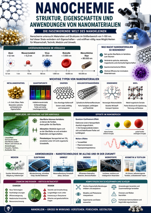 Nanochemie Unterrichtsmaterial Chemie Sek II Nanomaterialien Graphen Fullerene Quantenpunkte Oberflächenchemie Nanotechnologie