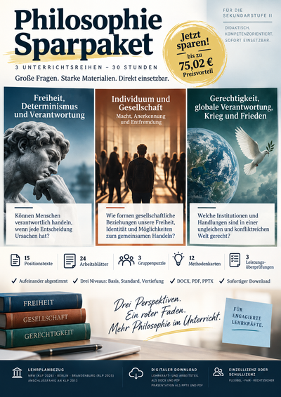 Sparpaket Philosophie Sek II: Freiheit, Macht und Gerechtigkeit – 3 komplette Unterrichtsreihen