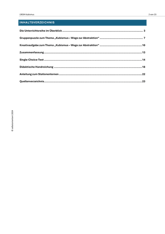 Unterrichtsreihe Kunst: Kubismus in der Sek I – Form, Fragment & Perspektive