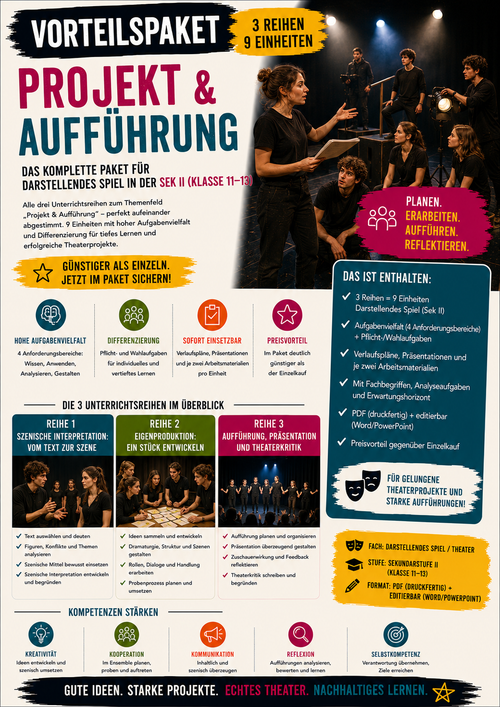 Sparpaket Projekt & Aufführung · 3 Unterrichtsreihen | Darstellendes Spiel Sek II (Klasse 11–13)