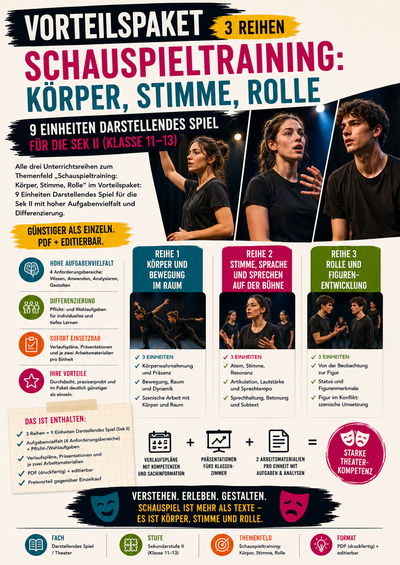 Sparpaket Schauspieltraining: Körper, Stimme, Rolle · 3 Unterrichtsreihen | Darstellendes Spiel Sek II (Klasse 11–13)