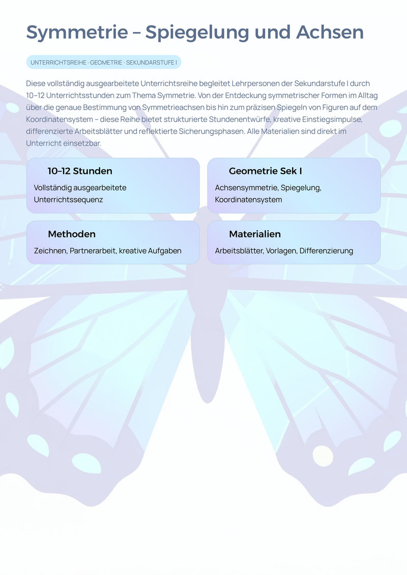 Symmetrie – Spiegelung & Achsen | Unterrichtsreihe Mathematik Sek I