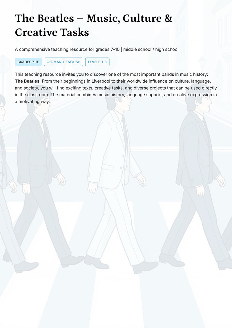 The Beatles – Music, Song Analysis & Creative Projects for Middle & High School