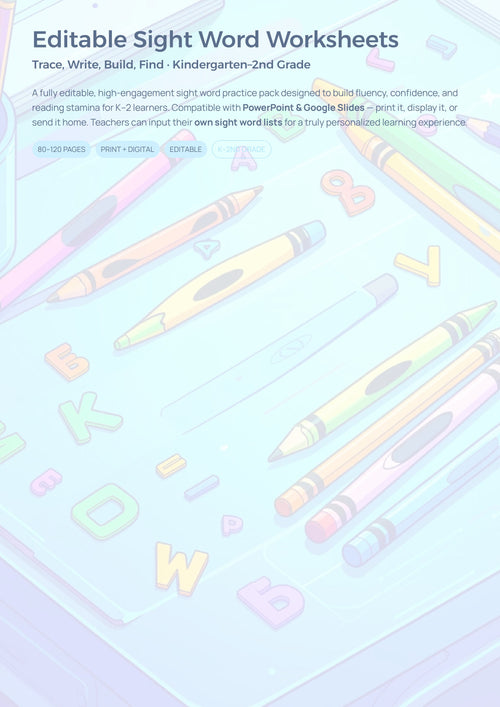 Editable Sight Word Worksheets | Trace Write Build Find Activities | Dolch & Fry Words | Kindergarten 1st 2nd Grade | Print + Digital