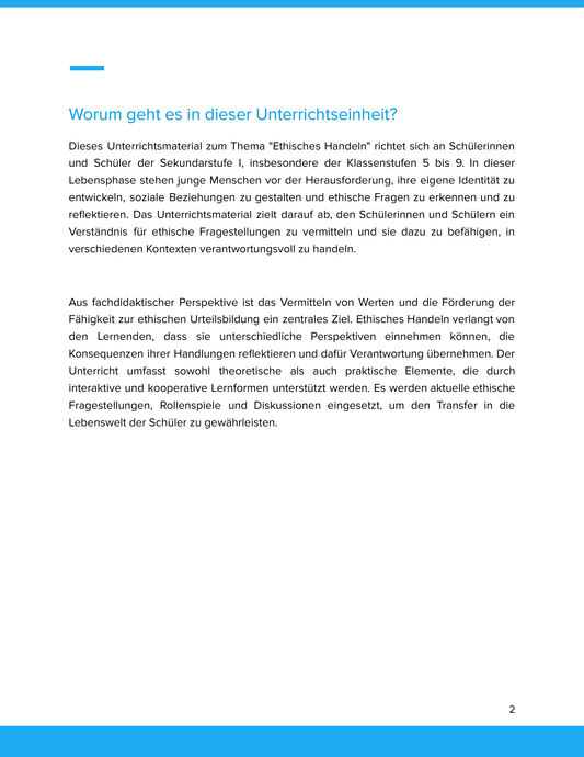 Unterrichtsmaterial „Wie geht ethisches Handeln?“ (SEK I)