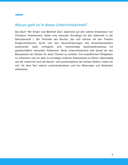 Wir Kinder vom Bahnhof Zoo – Jugendroman lesen, analysieren und kritisch reflektieren