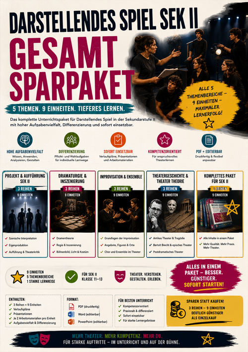 XXL-Sparpaket Darstellendes Spiel Sek II – 15 Unterrichtsreihen · 45 Einheiten | Theater (Klasse 11–13)
