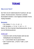 Aufwärmübungen – Algebra SEK I