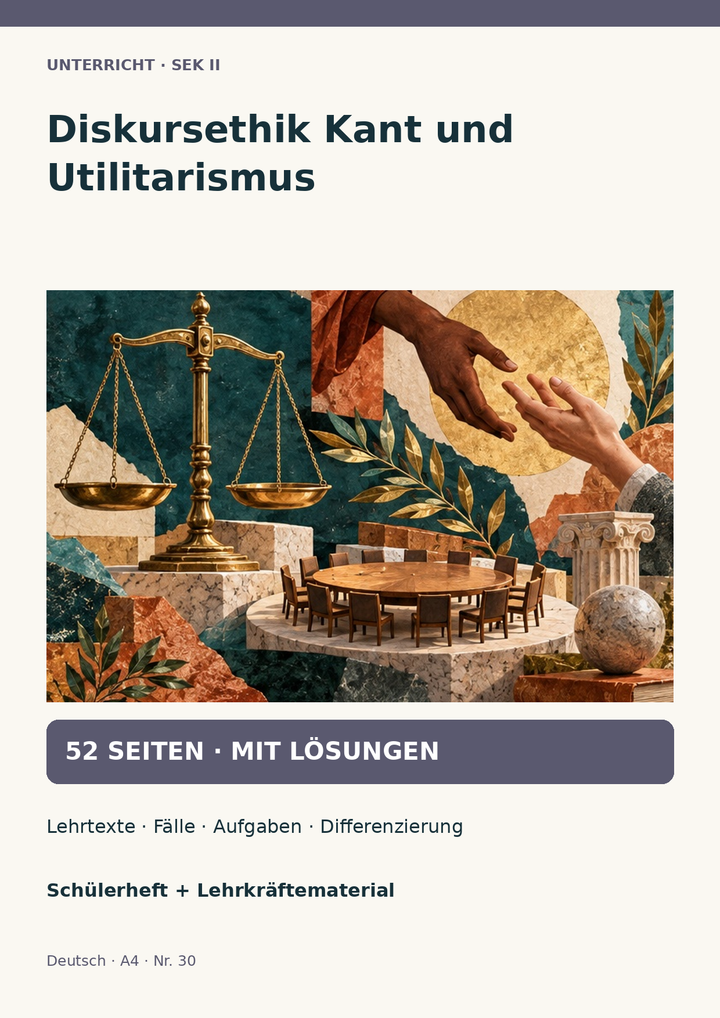 Diskursethik, Kant und Utilitarismus: drei Wege am selben Fall – Unterrichtsreihe Philosophie Sek II