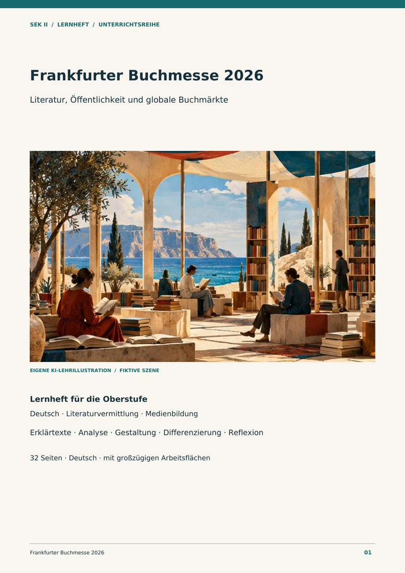 Frankfurter Buchmesse 2026 – Unterrichtsreihe Deutsch Sek II zu Literaturbetrieb, Übersetzen und Buchkritik, Titelbild