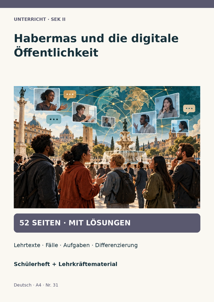 Habermas und die digitale Öffentlichkeit: Plattformen, Fragmentierung und Deliberation – Unterrichtsreihe Philosophie Sek II