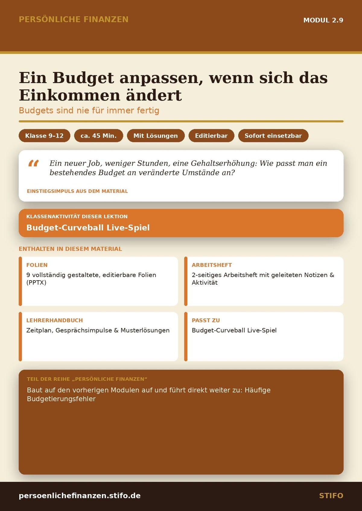 Ein Budget anpassen, wenn sich das Einkommen ändert – Budgetierung & Finanzmanagement | Persönliche Finanzen Modul 2.9
