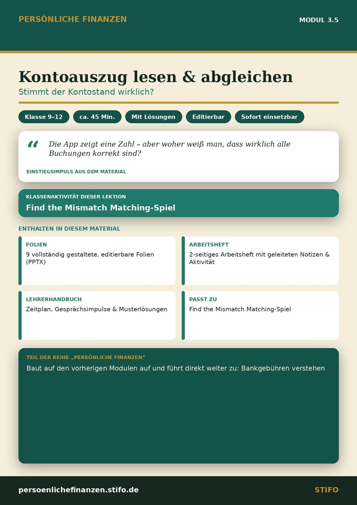 Kontoauszug lesen & abgleichen – Banking & Finanzdienstleistungen | Persönliche Finanzen Modul 3.5