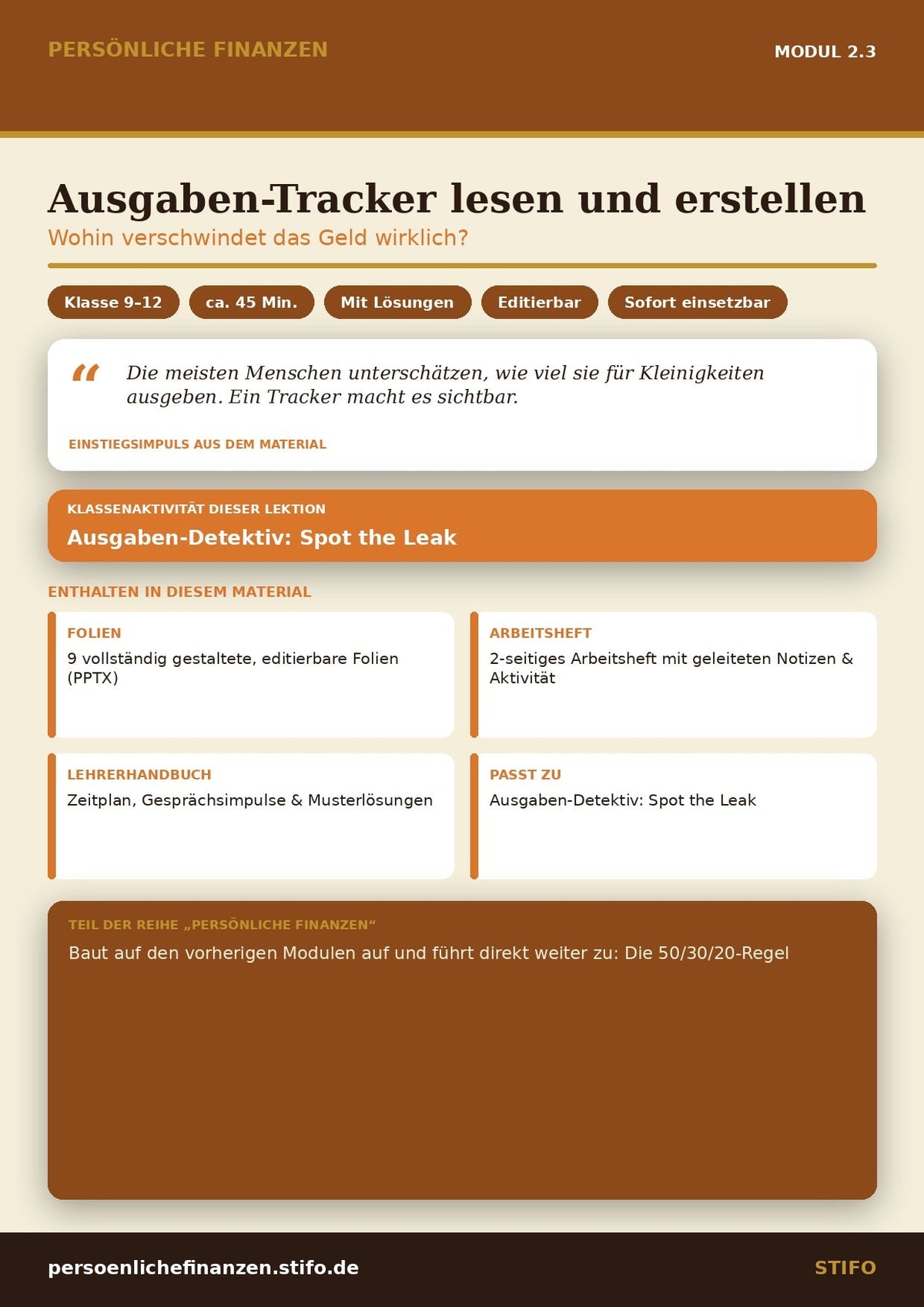 Ausgaben-Tracker lesen und erstellen | Persönliche Finanzen Modul 2.3