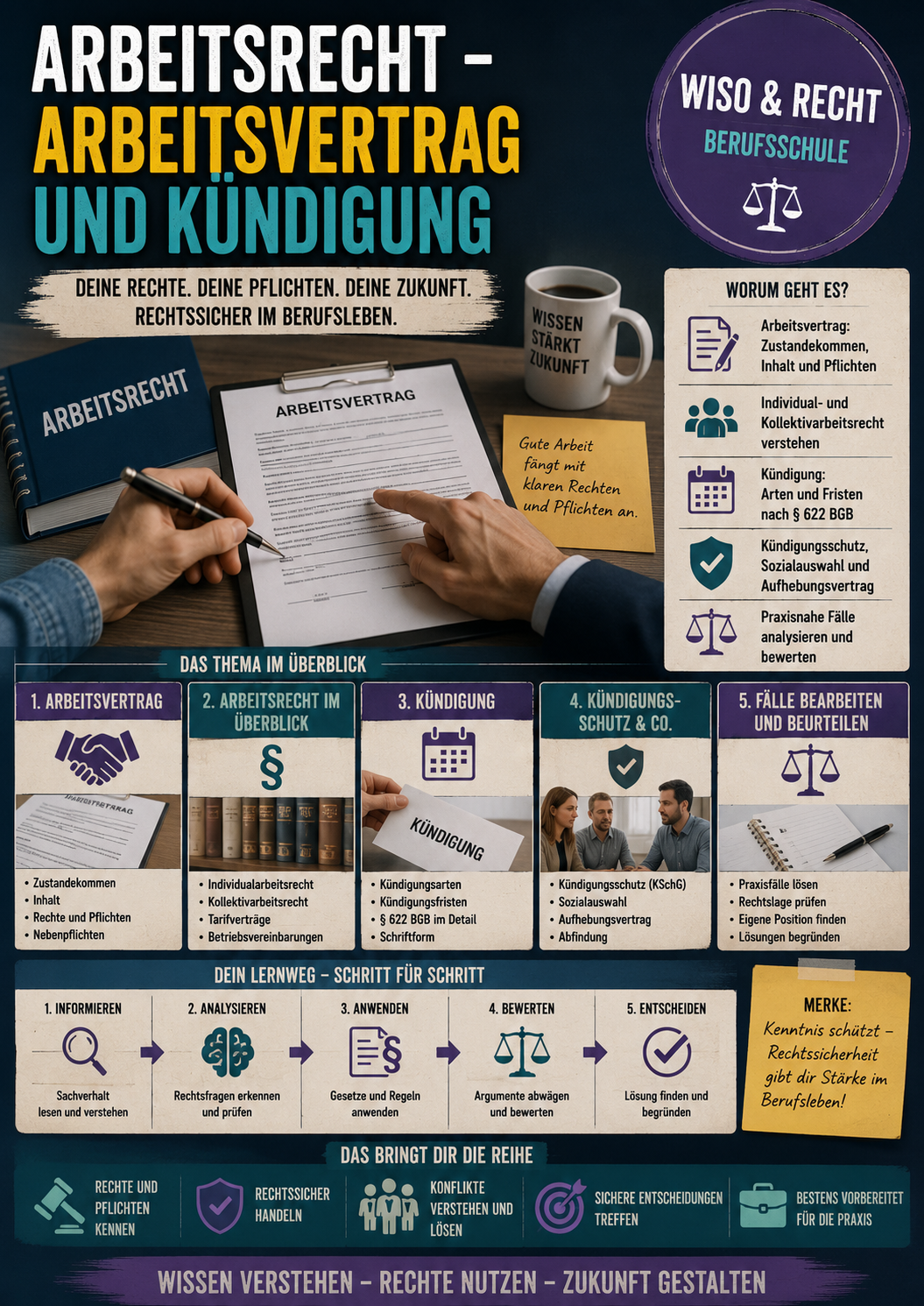 Arbeitsrecht – Arbeitsvertrag und Kündigung | Unterrichtsmaterial Berufsschule (WiSo & Recht)