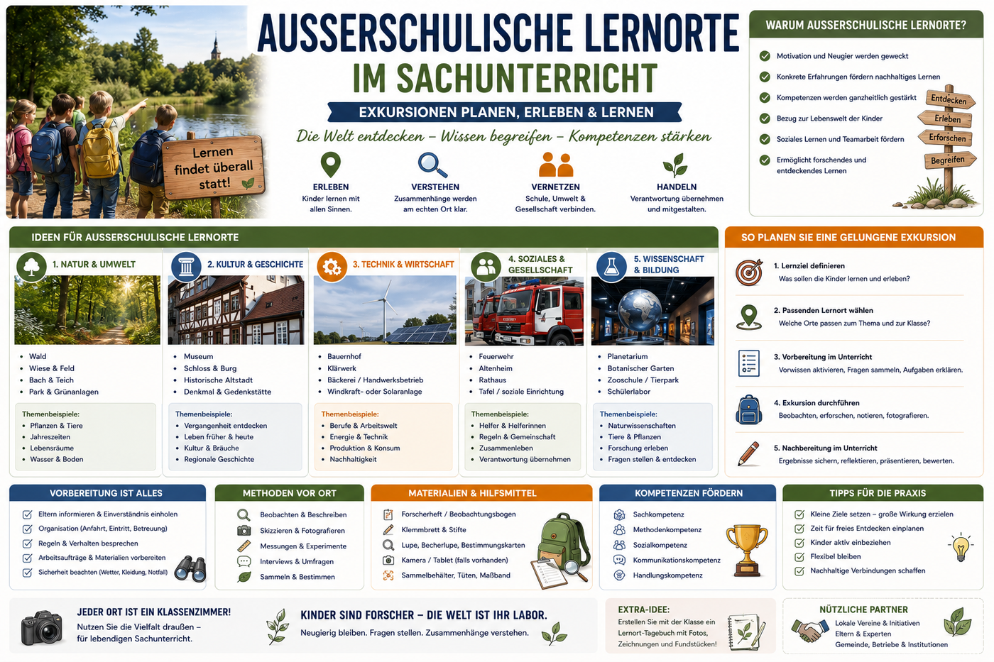 Außerschulische Lernorte im Sachunterricht mit Exkursionen Unterrichtsideen Beobachtungsaufgaben und Unterrichtsmaterial