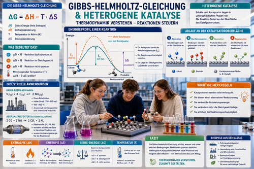Gibbs-Helmholtz-Gleichung Unterricht Sek II – Thermodynamik, Gibbs-Energie, heterogene Katalyse und Chemie-Abitur verständlich erklärt.
