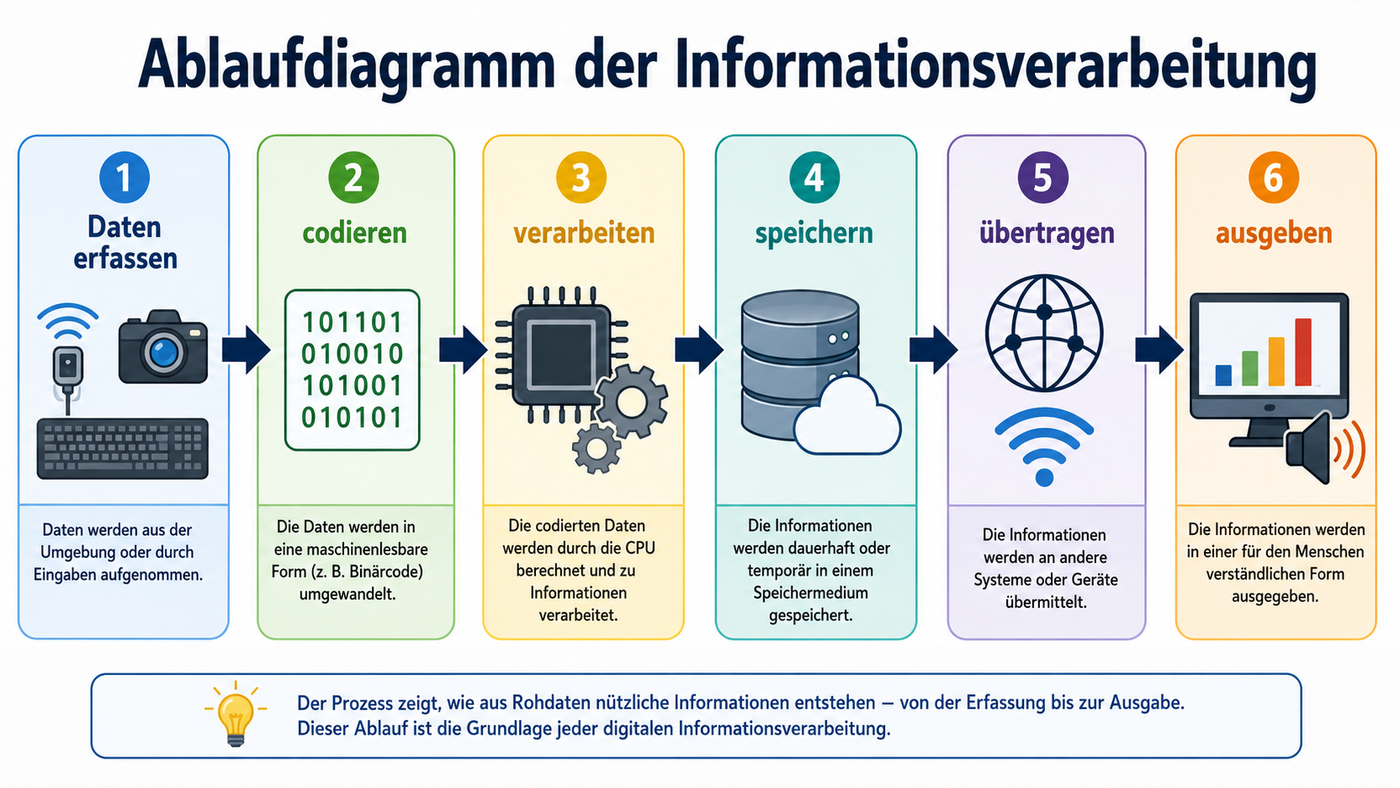 Informationsverarbeitung im Informatikunterricht Sek I mit Daten, Algorithmen, Netzwerken und Binärsystem
