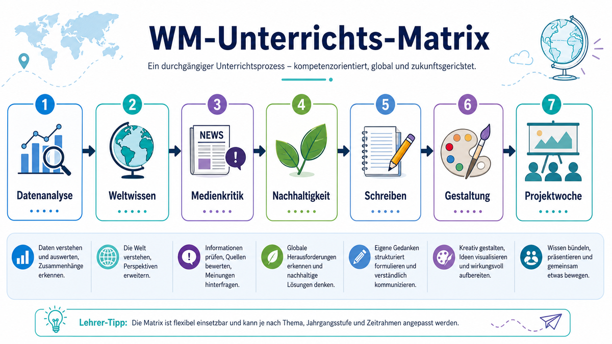 Fußball-WM 2026 im Unterricht mit Projektwoche, Mathe, Deutsch, Geographie, Politik und Unterrichtsmaterialien