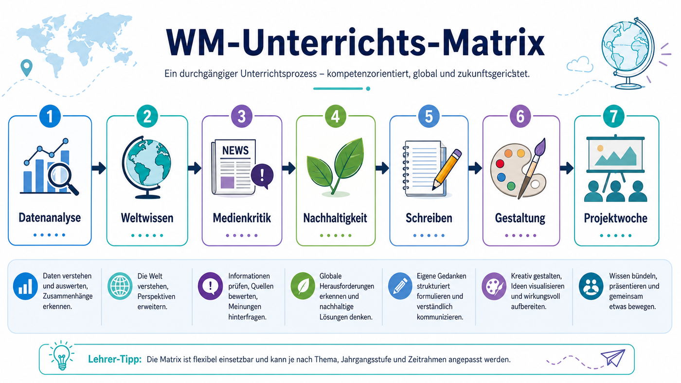 Fußball-WM 2026 im Unterricht mit Projektwoche, Mathe, Deutsch, Geographie, Politik und Unterrichtsmaterialien