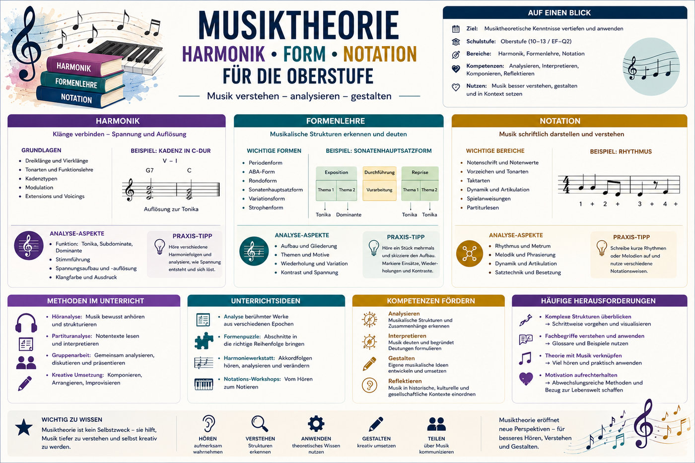 Musiktheorie Oberstufe mit Harmonik Formenlehre Notation Analyseaspekten Unterrichtsideen und musikalischen Kompetenzen