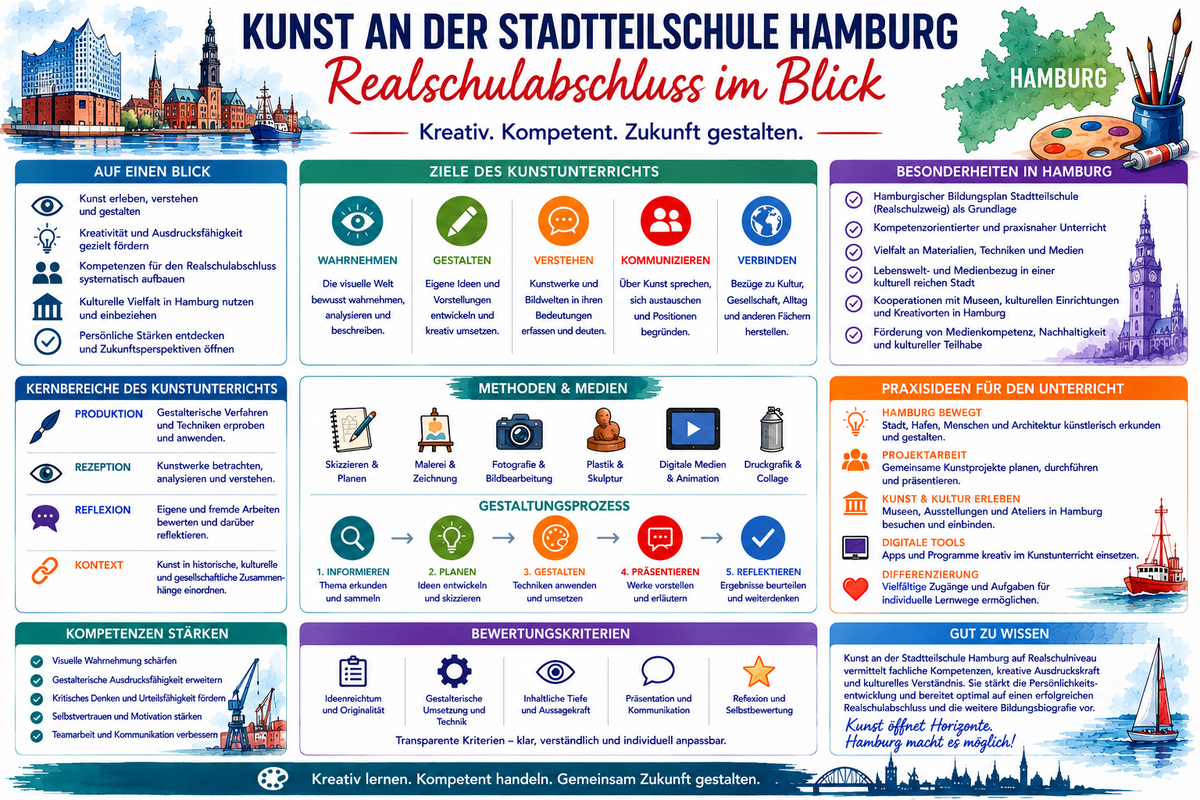 Kunstunterricht Stadtteilschule Hamburg Infografik mit Unterrichtsideen und Kunst Unterrichtsmaterial für den Realschulabschluss