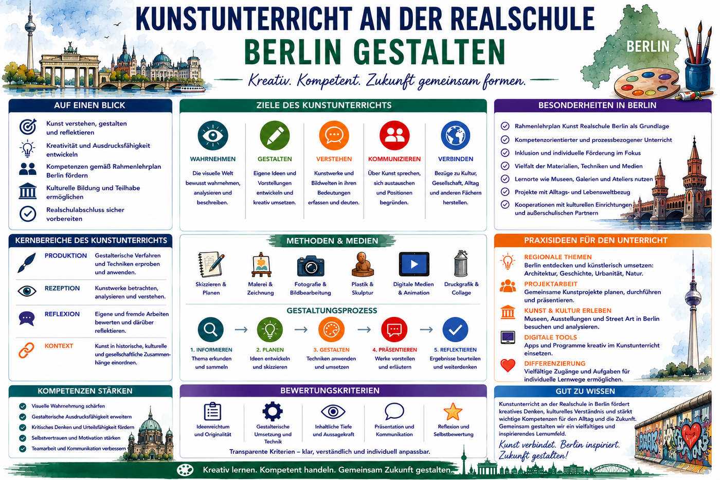 Kunstunterricht Integrierte Sekundarschule Berlin Infografik mit Praxisideen und Unterrichtsmaterial Kunst für die Sekundarstufe I