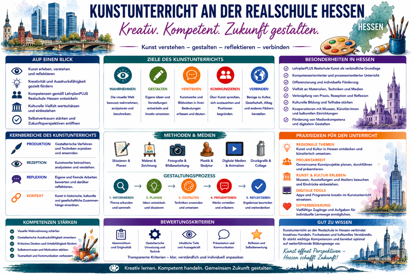 Kunstunterricht Realschule Hessen Infografik mit Praxisideen Unterrichtsmaterial und kreativen Aufgaben für die Sekundarstufe I
