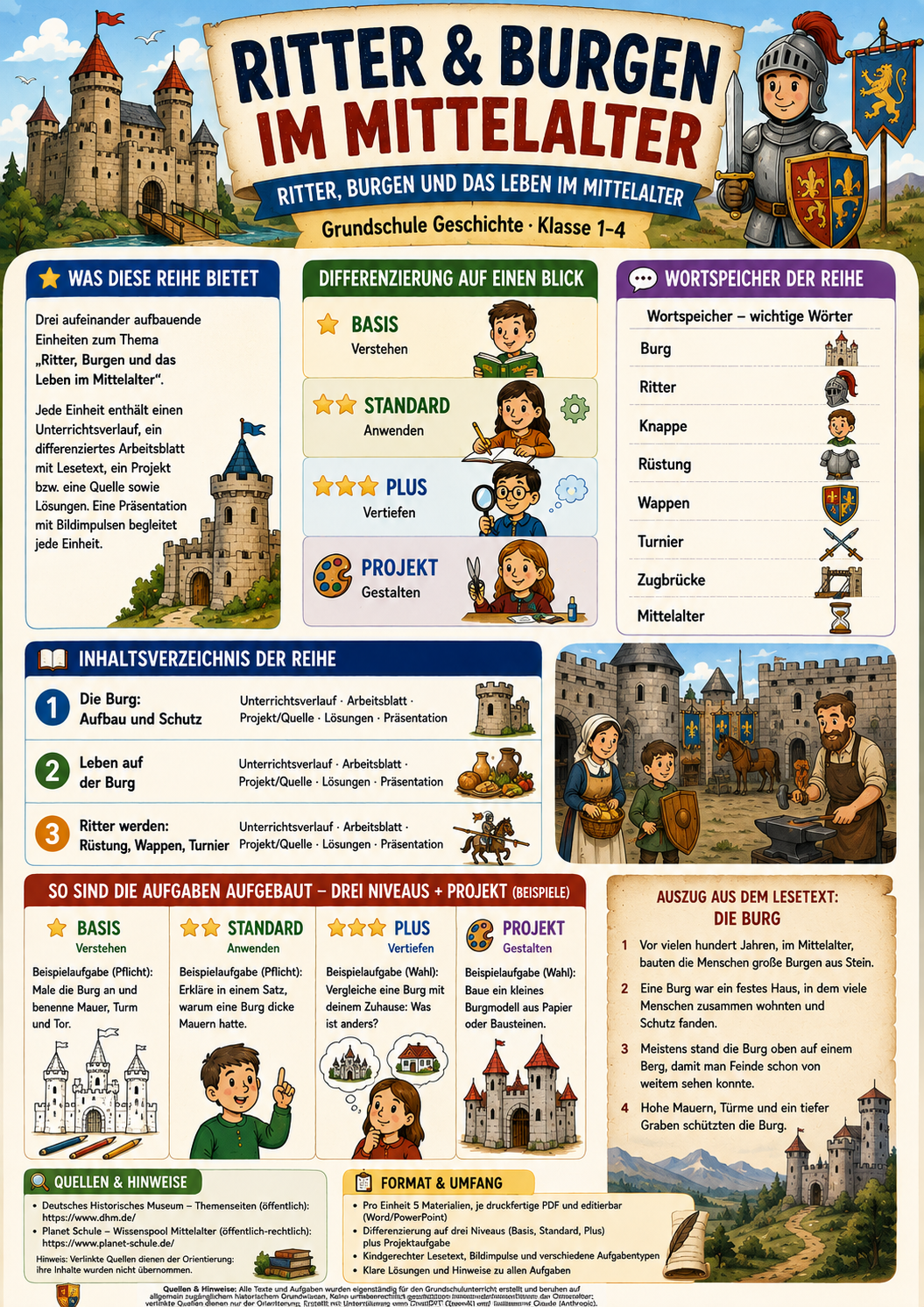 Ritter & Burgen im Mittelalter – Unterrichtsmaterial Grundschule (Klasse 1–4)