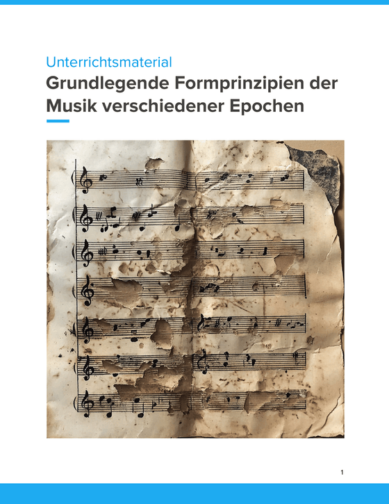 Unterrichtsreihe Grundlegende Formprinzipien: Selbstständigkeit schrittweise steigern