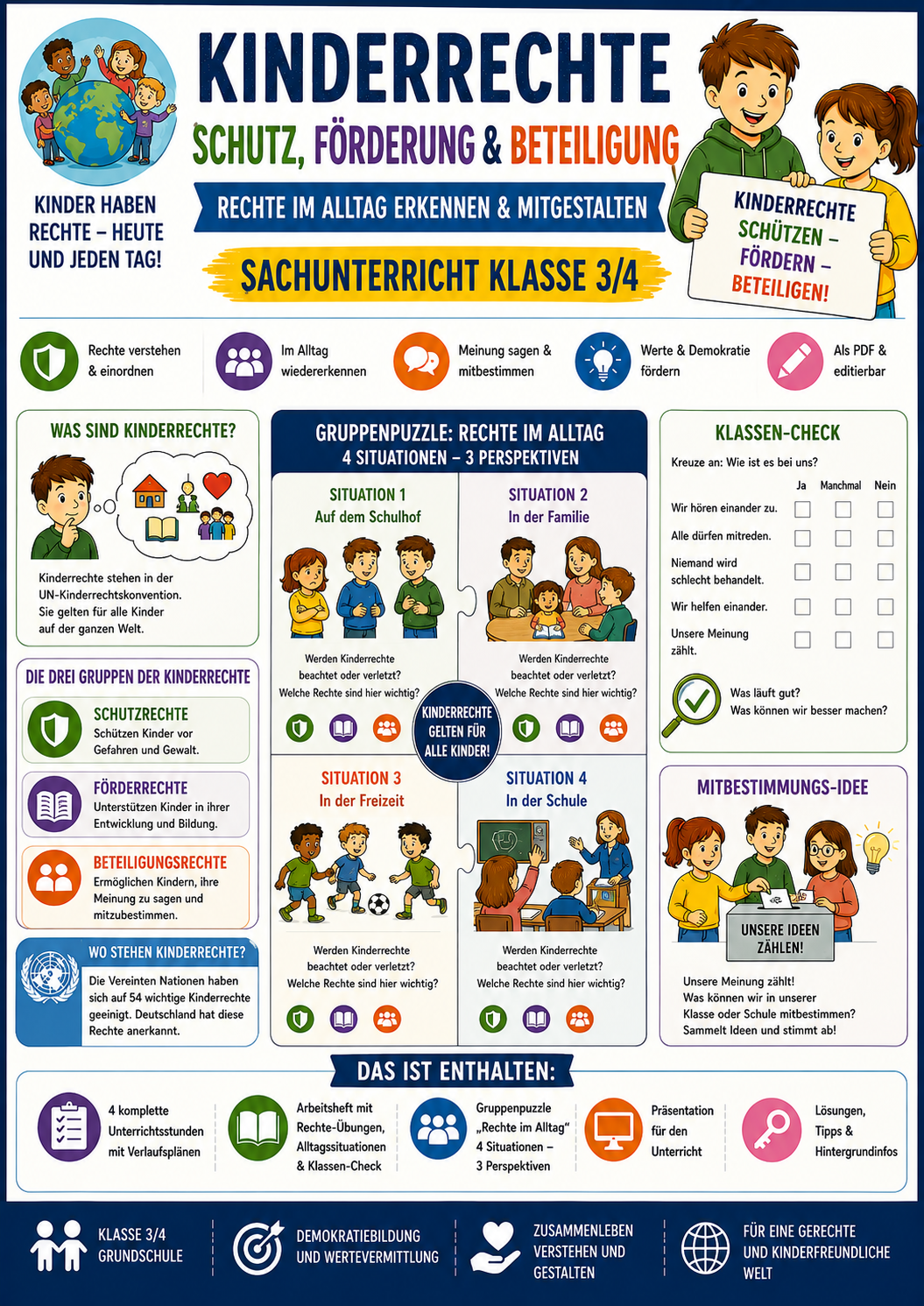 Kinderrechte – Schutz, Förderung & Beteiligung | Rechte im Alltag | Sachunterricht Klasse 3/4
