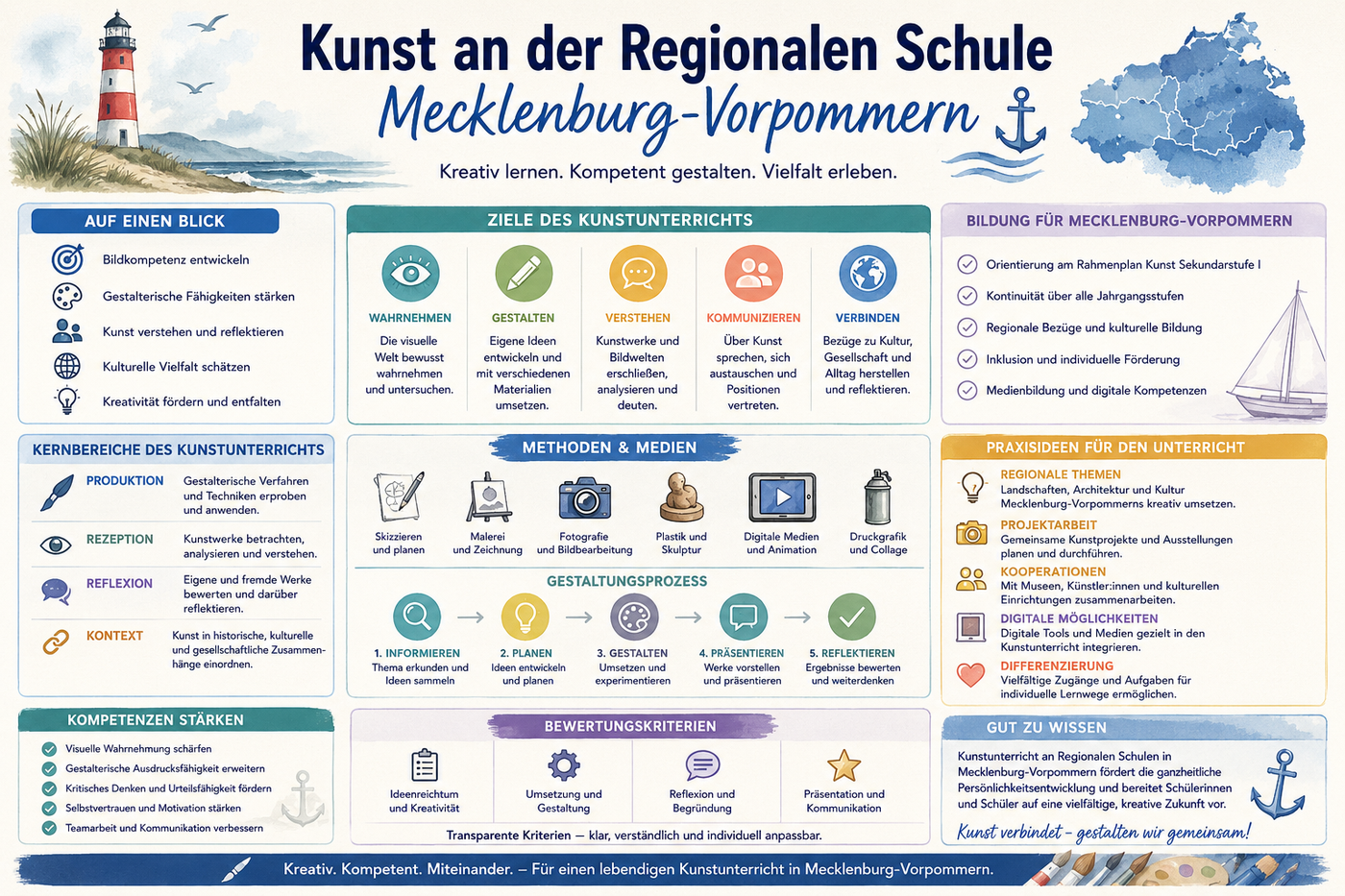 Kunstunterricht Regionale Schule Mecklenburg Vorpommern Infografik mit Praxisideen und Unterrichtsmaterial für die Sekundarstufe I