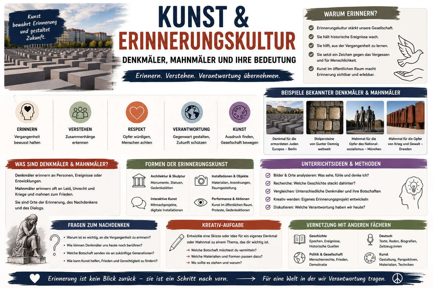 Kunst und Erinnerungskultur im Kunstunterricht mit Denkmälern Mahnmalen Bildanalyse und Unterrichtsmaterial