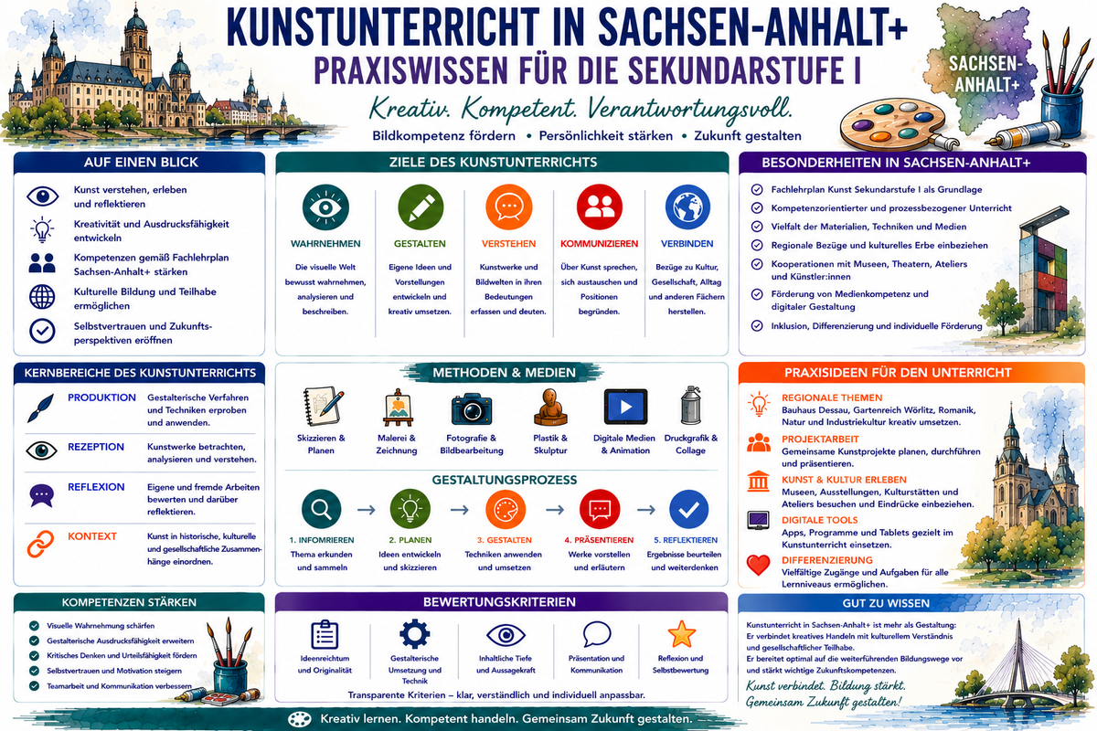 Kunstunterricht Sekundarstufe I Sachsen Anhalt Infografik mit Praxiswissen Unterrichtsideen und Unterrichtsmaterial Kunst