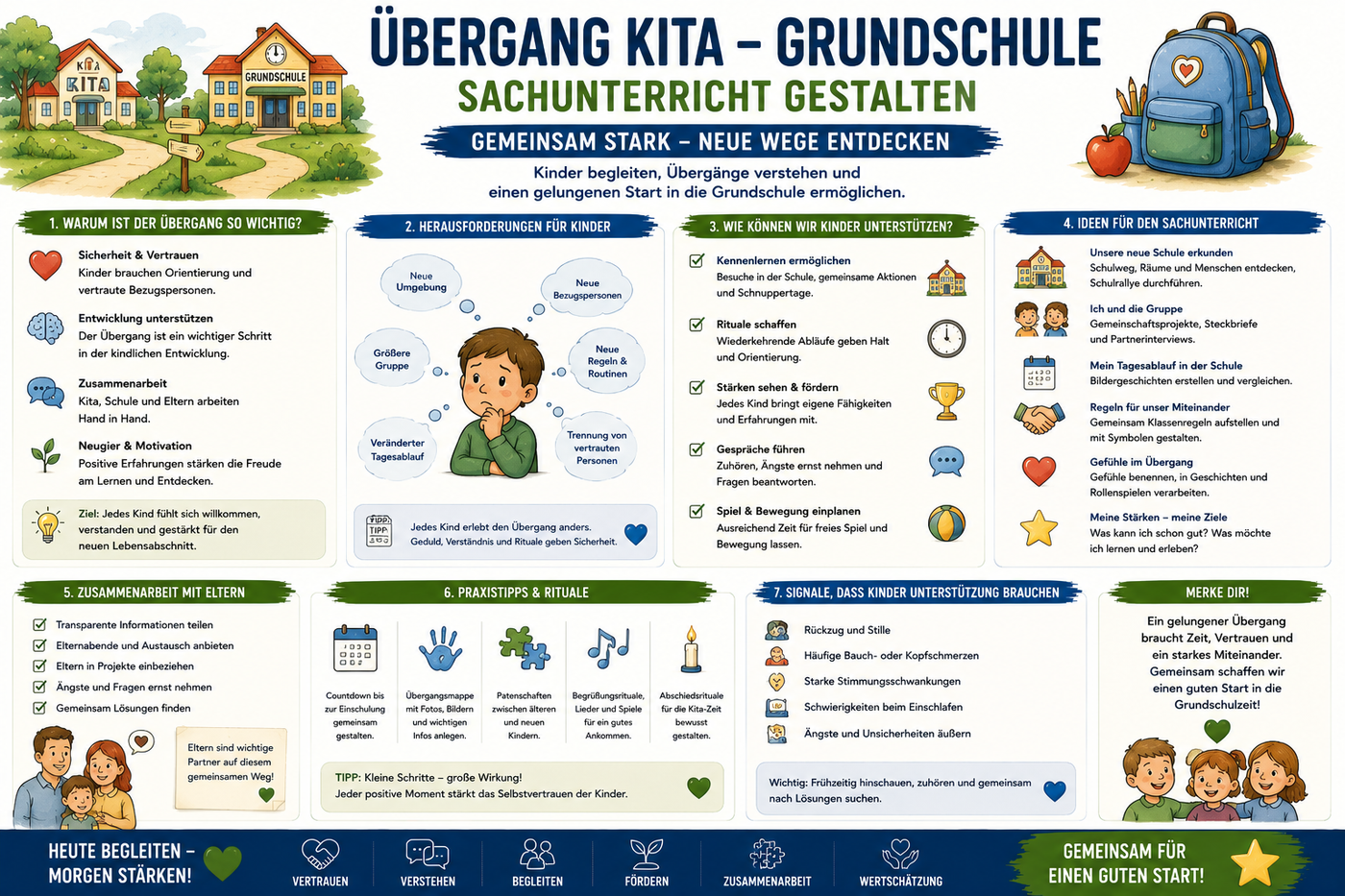 Den Übergang von der Kita zur Grundschule erfolgreich begleiten. Sachunterricht Schulstart Eingewöhnung und praxisnahes Unterrichtsmaterial für einen gelungenen Schulbeginn.