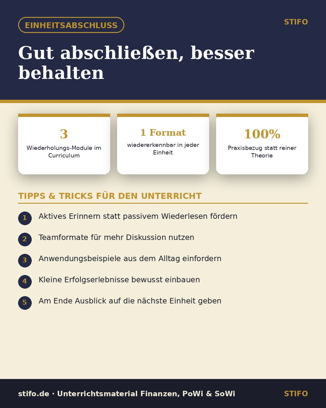 Gut abschließen, besser behalten