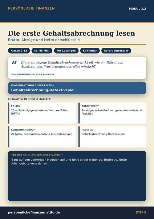 Die erste Gehaltsabrechnung lesen – Einkommen & Karriere | Persönliche Finanzen Modul 1.2