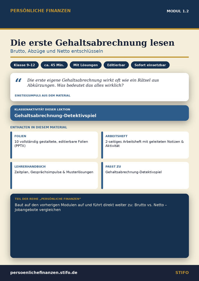 Die erste Gehaltsabrechnung lesen – Einkommen & Karriere | Persönliche Finanzen Modul 1.2