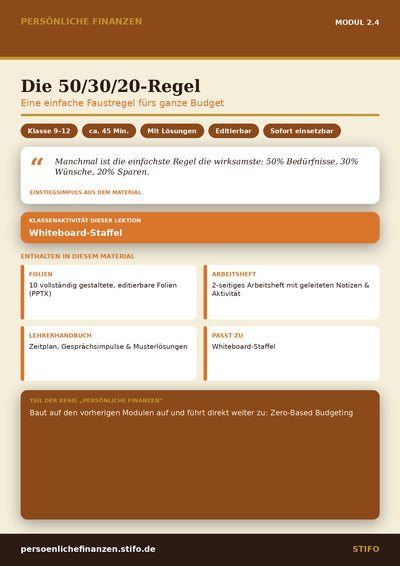 Die 50/30/20-Regel – Budgetierung & Finanzmanagement | Persönliche Finanzen Modul 2.4