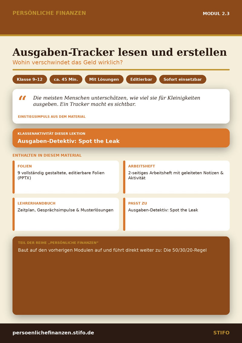 Ausgaben-Tracker lesen und erstellen – Budgetierung & Finanzmanagement | Persönliche Finanzen Modul 2.3