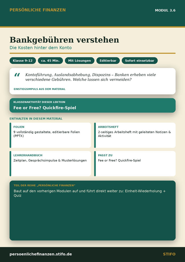 Bankgebühren verstehen – Banking & Finanzdienstleistungen | Persönliche Finanzen Modul 3.6