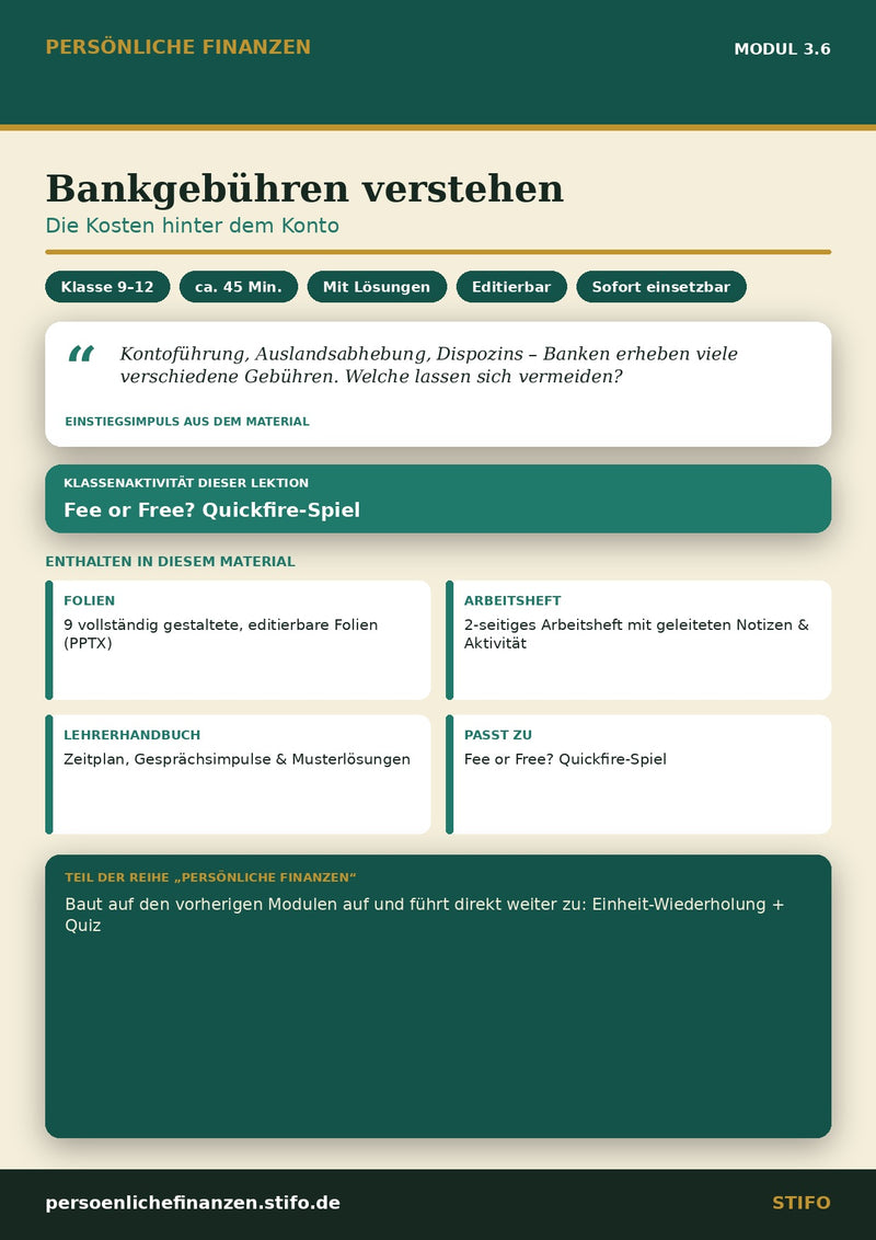 Bankgebühren verstehen – Banking & Finanzdienstleistungen | Persönliche Finanzen Modul 3.6